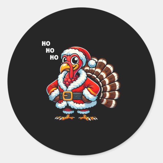 Merry Thanksmas Thanksgiving Turkey Xmas Funny Kid Ronde Sticker (Voorkant)
