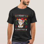 Merry Tiger Christmas Pyjama Lelijke trui Santa Ha T-shirt<br><div class="desc">Merry Tiger Christmas Pyjama Lelijke trui Santa Hat Licht Lange Mouw</div>