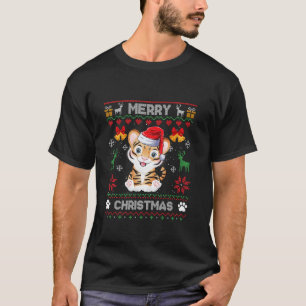 Merry Tiger Christmas Pyjama Lelijke trui Santa Ha T-shirt