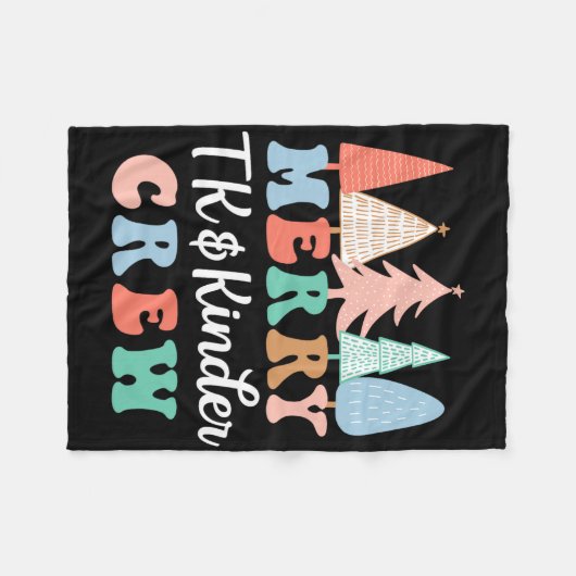 Merry Tk And Kinder Crew Kindergarten Teacher Chri Fleece Deken (Voorkant (Horizontaal))