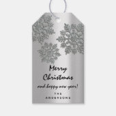 Merry to Holiday Gift Happy New Year Snow Silver Cadeaulabel (Voorkant)
