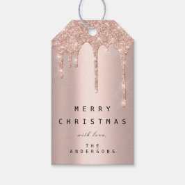 Merry to Holiday Gift Label Glitter Drip Spark Blu Cadeaulabel