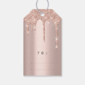 Merry to Holiday Gift Label Glitter Drip Spark Blu Cadeaulabel (Achterkant)