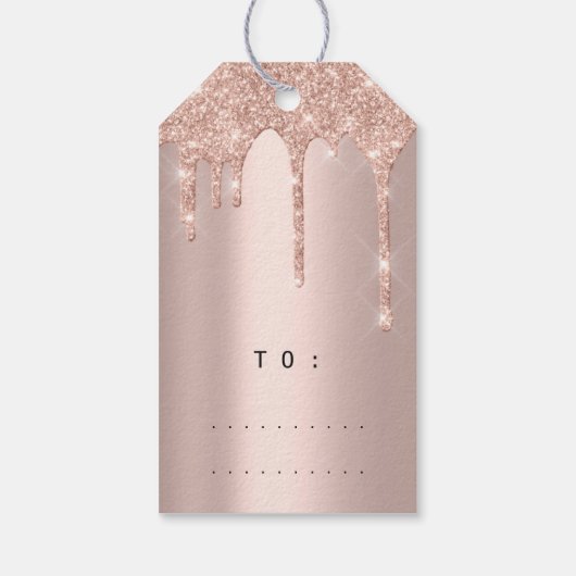 Merry to Holiday Gift Label Glitter Drip Spark Blu Cadeaulabel (Achterkant)
