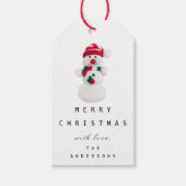 Merry to Holiday Gift Label Snowman White Red Cadeaulabel (Voorkant)