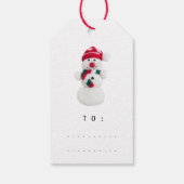 Merry to Holiday Gift Label Snowman White Red Cadeaulabel (Achterkant)