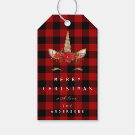Merry to Holiday Gift Unicorn Gold Pset Red Cadeaulabel