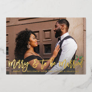 Merry & To Married w Holly Engaged Photo Folie Uitnodiging