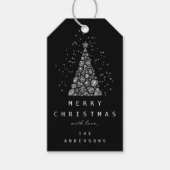 Merry to Name Holiday Black Diamond Tree Cadeaulabel (Voorkant)