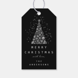 Merry to Name Holiday Black Diamond Tree Cadeaulabel