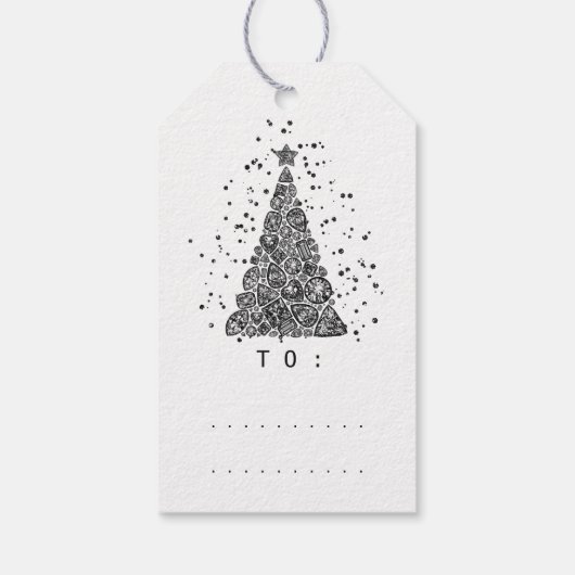Merry to Name Holiday Black Diamond Tree Cadeaulabel (Achterkant)