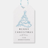 Merry to Name Holiday Blue kerstboom White Cadeaulabel (Voorkant)