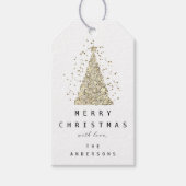 Merry to Name Holiday Gold Diamond met kerstboom Cadeaulabel (Voorkant)