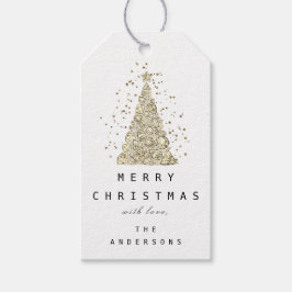 Merry to Name Holiday Gold Diamond met kerstboom Cadeaulabel