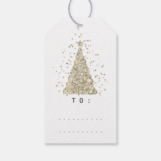 Merry to Name Holiday Gold Diamond met kerstboom Cadeaulabel (Achterkant)