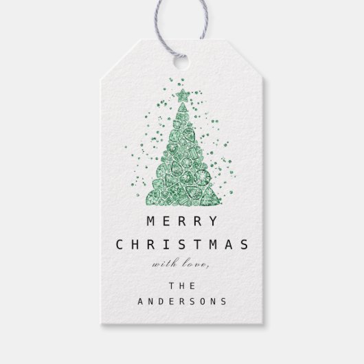 Merry to Name Holiday GreenDiamond kerstboom Cadeaulabel (Voorkant)