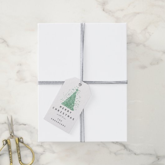 Merry to Name Holiday GreenDiamond kerstboom Cadeaulabel (Met Touw)