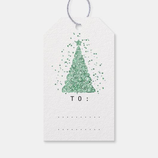 Merry to Name Holiday GreenDiamond kerstboom Cadeaulabel (Achterkant)