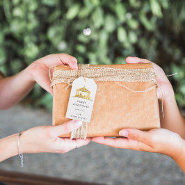 Merry to Name Holiday, Heilige Familie Gold Cadeaulabel