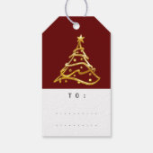 Merry to Name Holiday Kerstboom Burgundy Gold Cadeaulabel (Achterkant)