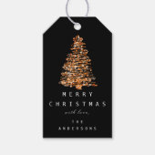 Merry to Name Holiday Kerstboom Green Copper Cadeaulabel (Voorkant)