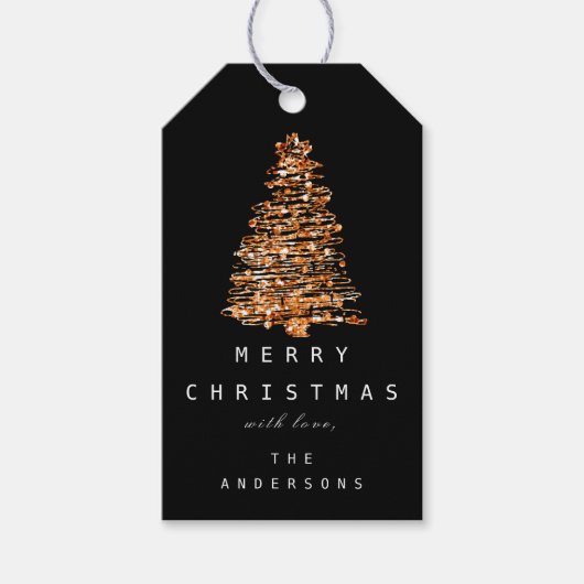 Merry to Name Holiday Kerstboom Green Copper Cadeaulabel (Voorkant)