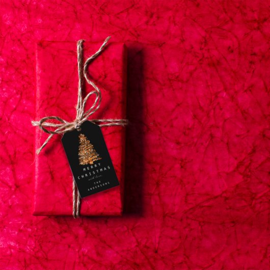 Merry to Name Holiday Kerstboom Green Copper Cadeaulabel