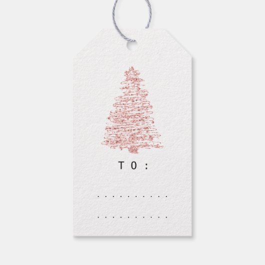 Merry to Name Holiday Kerstboom Roos Blush Cadeaulabel (Achterkant)