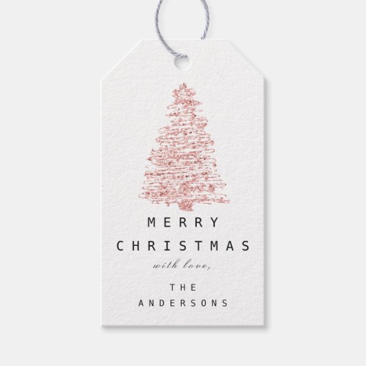 Merry to Name Holiday Kerstboom Roos White Cadeaulabel (Voorkant)