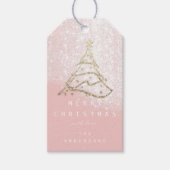 Merry to Name Holiday Kerstboom Roze sneeuw Cadeaulabel (Voorkant)