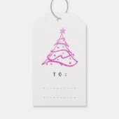 Merry to Name Holiday Kerstboom Roze White Cadeaulabel (Achterkant)