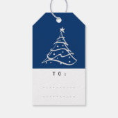 Merry to Name Holiday Kerstboom Silver Blue Cadeaulabel (Achterkant)