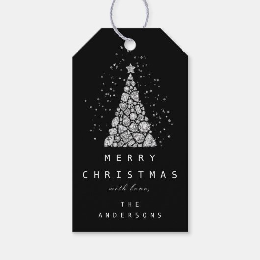 Merry to Name Holiday Kerstdiamant Black Cadeaulabel (Voorkant)
