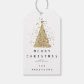 Merry to Name Holiday Kerstmis Gold Diamond Tree Cadeaulabel (Voorkant)