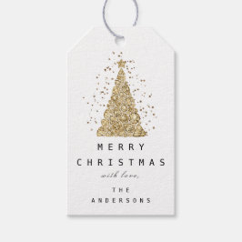 Merry to Name Holiday Kerstmis Gold Diamond Tree Cadeaulabel