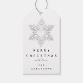 Merry to Name Holiday Kerstmis Silver Snowflakes Cadeaulabel (Voorkant)