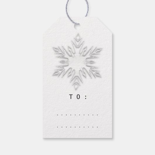 Merry to Name Holiday Kerstmis Silver Snowflakes Cadeaulabel (Achterkant)