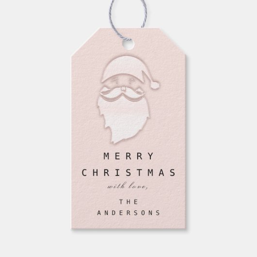 Merry to Name Holiday Kerstroze Santa Cadeaulabel (Voorkant)