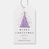 Merry to Name Holiday Paarse kerstboom Cadeaulabel (Voorkant)