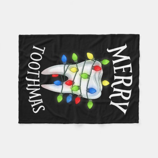 Merry Toothmas Christmas Light Molar Tooth Hygieni Fleece Deken (Voorkant (Horizontaal))