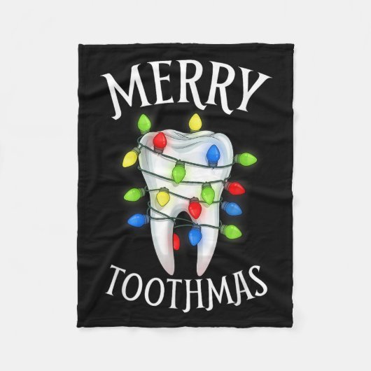Merry Toothmas Christmas Light Molar Tooth Hygieni Fleece Deken (Voorkant)