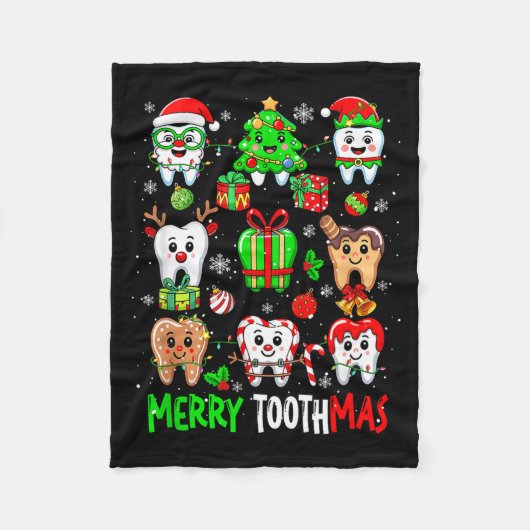 Merry Toothmas Teeth Collection Santa Reindeer Xma Fleece Deken (Voorkant)
