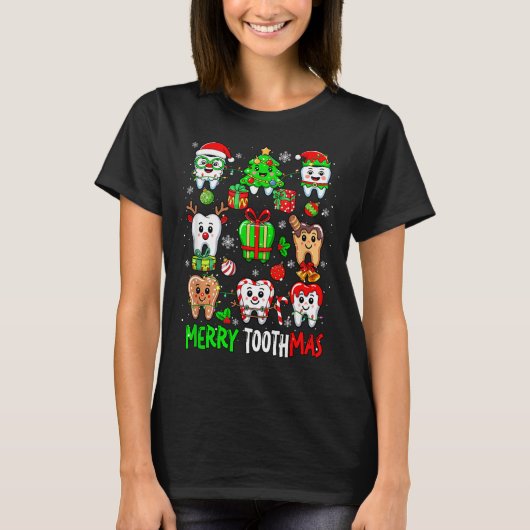 Merry Toothmas Teeth Collection Santa Reindeer Xma T-shirt (Voorkant)