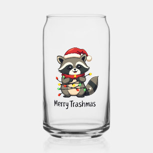 Merry Trashmas Funny Raccoon Kerstvakantie Blikvorm Glas