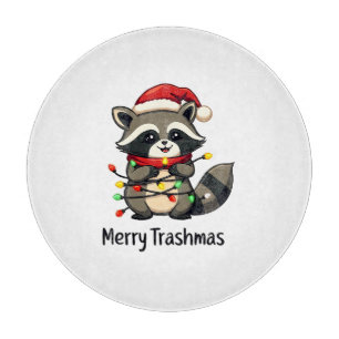Merry Trashmas Funny Raccoon Kerstvakantie Snijplank