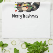 Merry Trashmas Funny Raccoon Kerstvakantie Theedoek (Gevouwen)