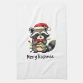 Merry Trashmas Funny Raccoon Kerstvakantie Theedoek (Verticaal)