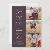Merry Trio | Modern 3 Foto-collage Feestdagenkaart (Voorkant)