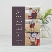 Merry Trio | Modern 3 Foto-collage Feestdagenkaart (Staand voorkant)