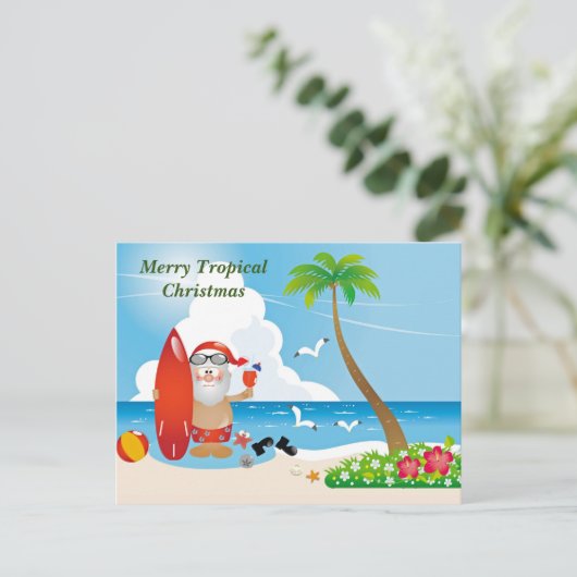 Merry Tropical Kerstmis Briefkaart (Staand voorkant)